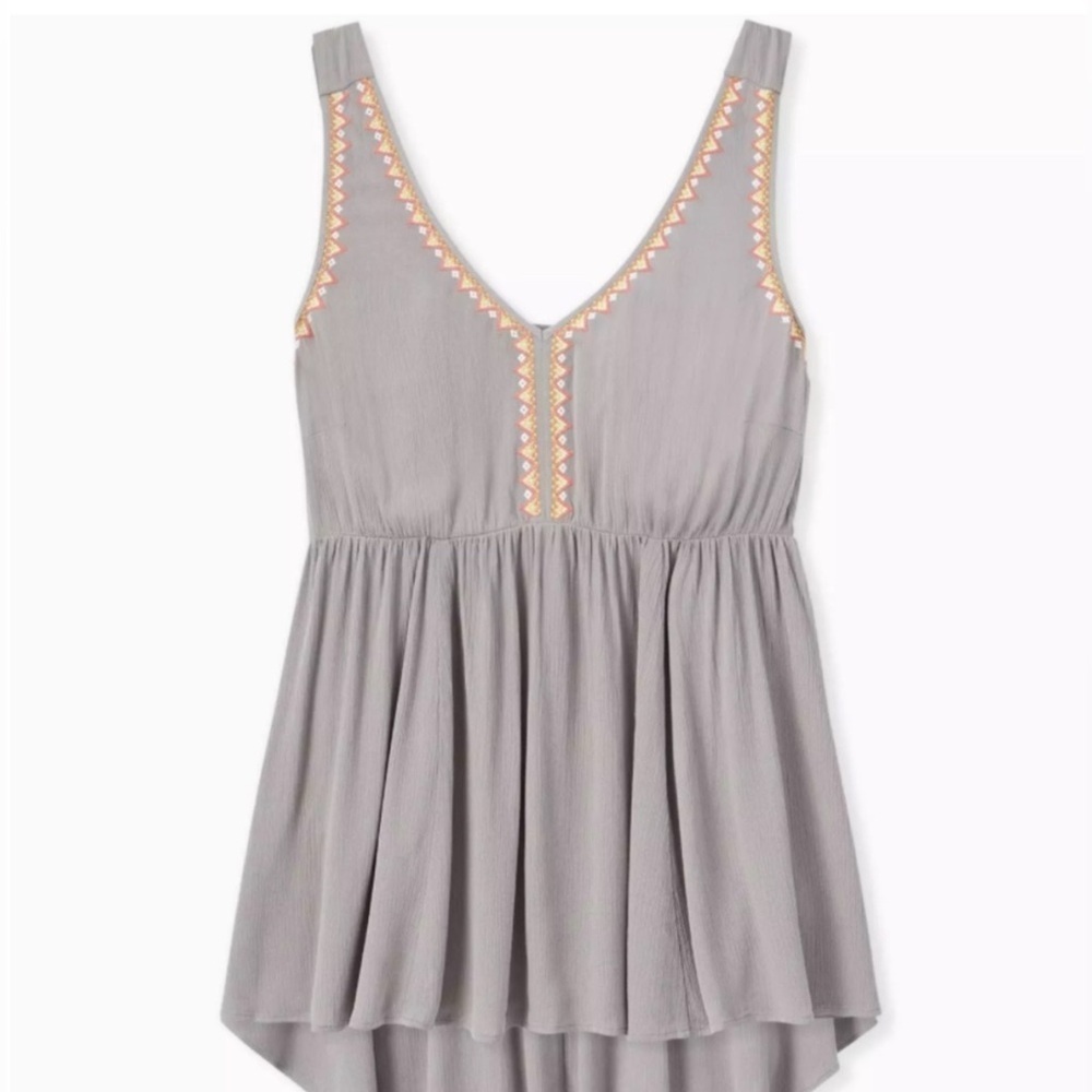 Torrid Charcoal Tank Top with Vibrant Embroidery